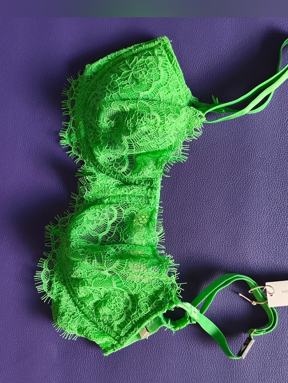 Lace Balconette Bra - Neon Green